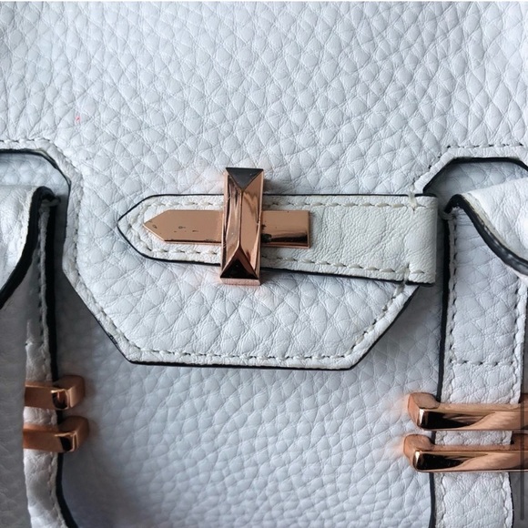 rebecca minkoff white and rose gold jules satchel bag - Picture 7 of 10